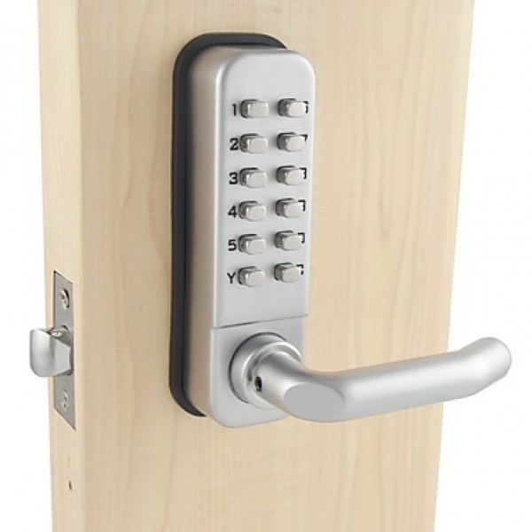 Mechanical Password Door Handle Lock,Deadbolt Code Handle Lock, Silvery Color, Zinc Alloy