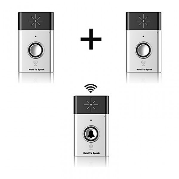 Wireless Voice Doorbell Support Indoor and Outdoor Voice Intercom Up to 300ft Work Range One Trasmitter and Two Receivers