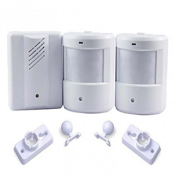 Exterior Courtesy Door Bell Alarm Chime Doorbell Wireless Infrared Monitor Sensor Sensitive Detector Welcome Entry Music Bell 2 Transmitters 1 Receive