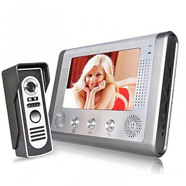 7 Inch Wired Color Video Intercom Doorbell Infrared Night Vision Rainproof