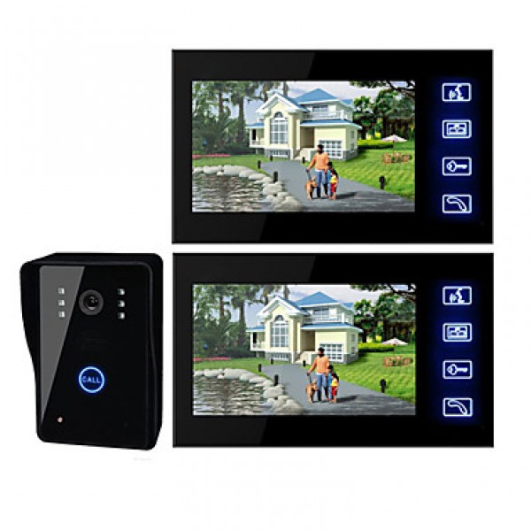 7 Inch TFT LCD Video Doorwith Touch key (1 Camera with 2 Monitors)