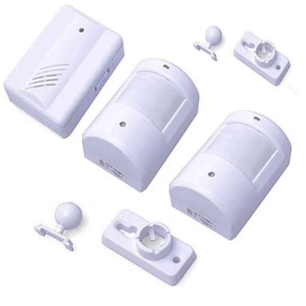 Exterior Courtesy Door Bell Alarm Chime Doorbell Wireless Infrared Monitor Sensor Sensitive Detector Welcome Entry Music Bell 2 Transmitters 1 Receive