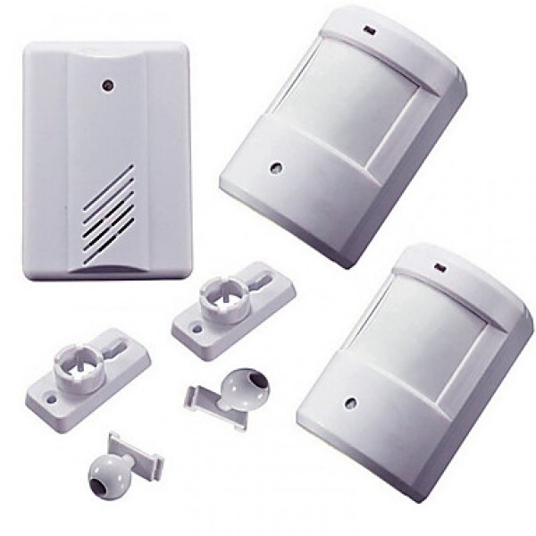 Exterior Courtesy Door Bell Alarm Chime Doorbell Wireless Infrared Monitor Sensor Sensitive Detector Welcome Entry Music Bell 2 Transmitters 1 Receive