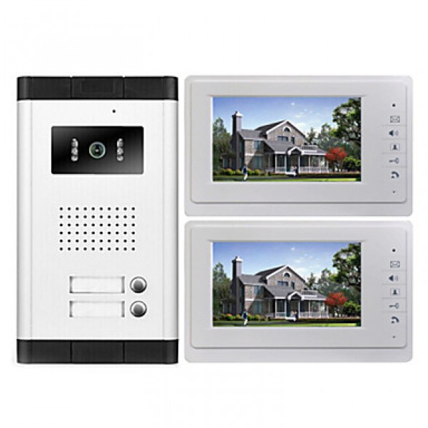 High Definition Camera Multi Apartment Video Door Phone Intercom System 1 Camera with 2 Monitors