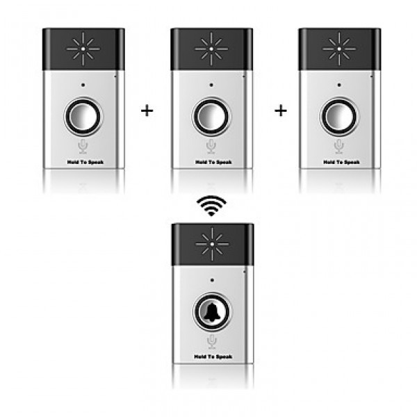 Wireless Voice Doorbell Support Indoor and Outdoor Voice Intercom Up to 300ft Work Range One Trasmitter and Three Receivers