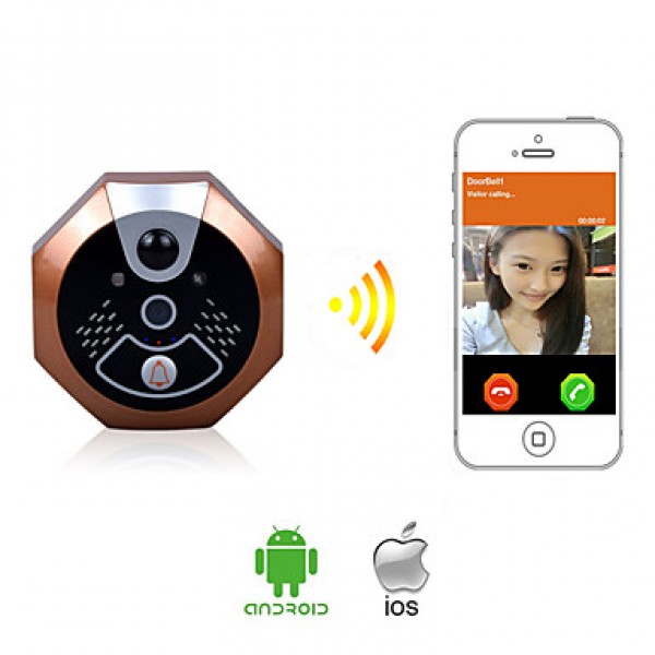 Wifi Doorbell with An Indoor Doorbell for iPhone IOS Android System Mobile Phone Tablet Home Security