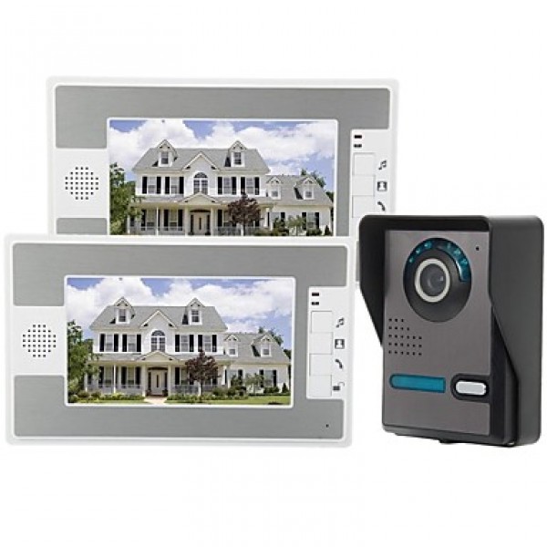 7 Inch Video Door Phone Doorbell Intercom Kit 1-camera 2-monitor Night Vision