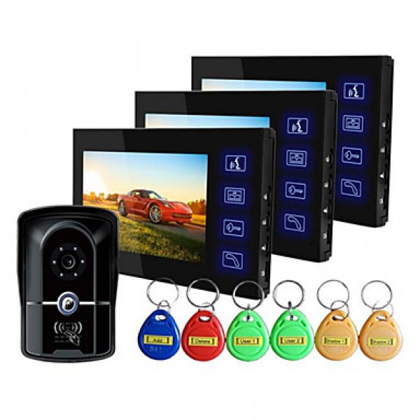 Ultra Thin Blue Key IP55 Level Waterproof 7 Inch High-Definition Video Doorbell A Pair Of Three