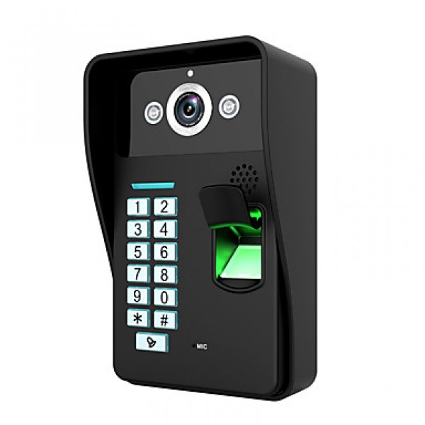 Touch Key 7 Lcd Fingerprint Video Door Phone Intercom System Wth fingerprint access control 1 Camera2 Monitor