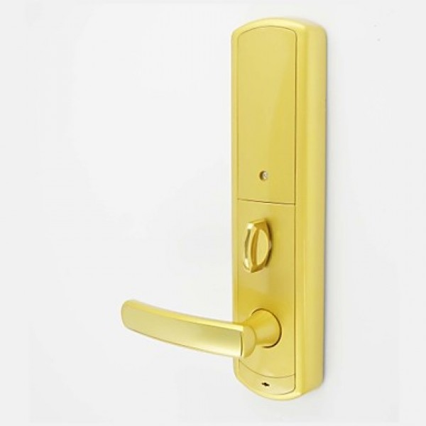 Electronic Smart Combination Door Lock Opens by Password Mechanical Key or Card for Exterior Door Gold